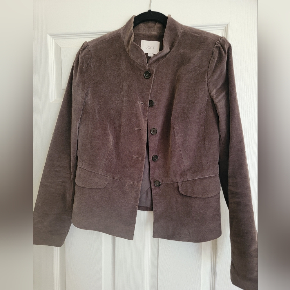Velvet Button-Front Blazer - Brown